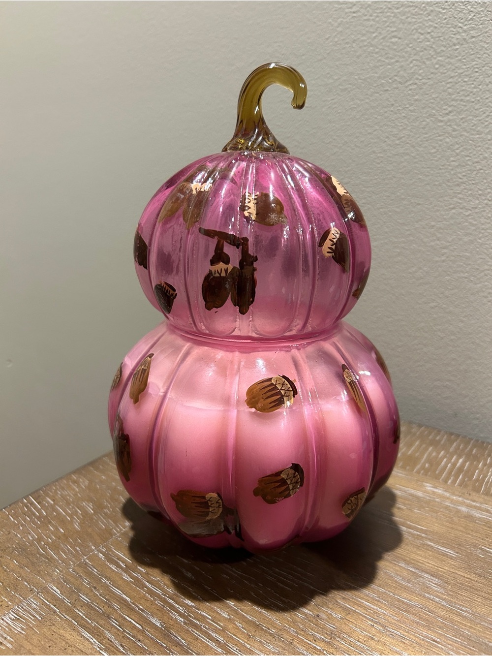 New Anthropologie Pumpkin Sweet Vanilla Gourd Glass Candle Handpainted